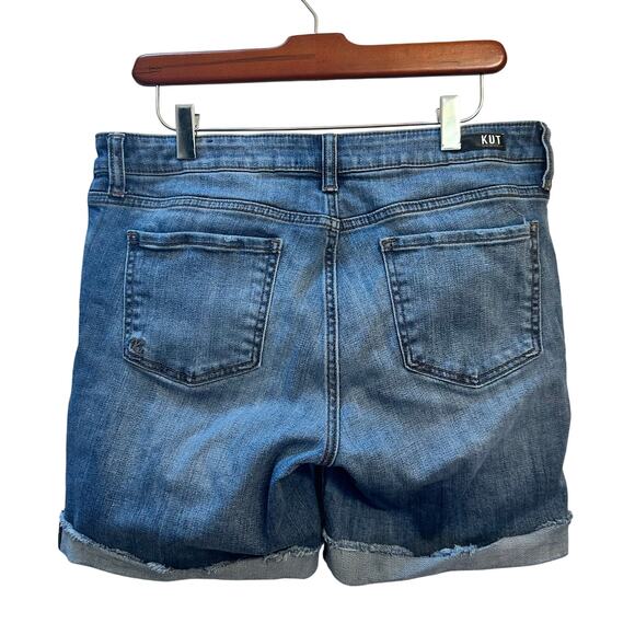 Kut from the Kloth Denim Shorts Jorts Women’s 8 Medium Wash Rolled Hem High Rise - Picture 2 of 7